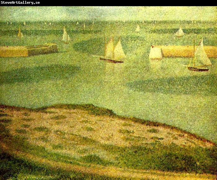 Georges Seurat fiskeflottan utanfor port